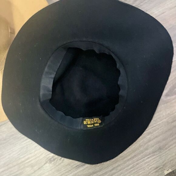 WIDE BRIM FLOPPY PURE WOOL HAT BLACK S/54 - Picture 7 of 8